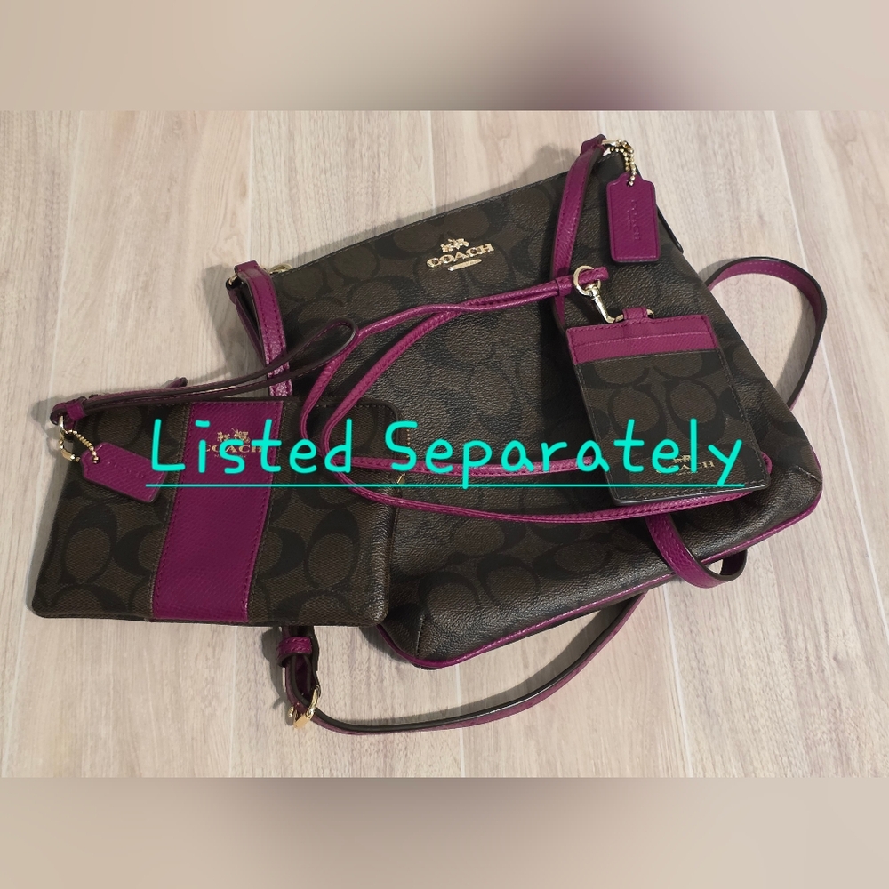 Coach Signature Coach Brown & Fuchsia Tote Bag F34603 - Picture 2 of 10